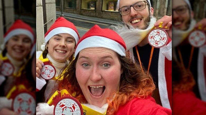 Great British Bake Off bakers in Santa costumes