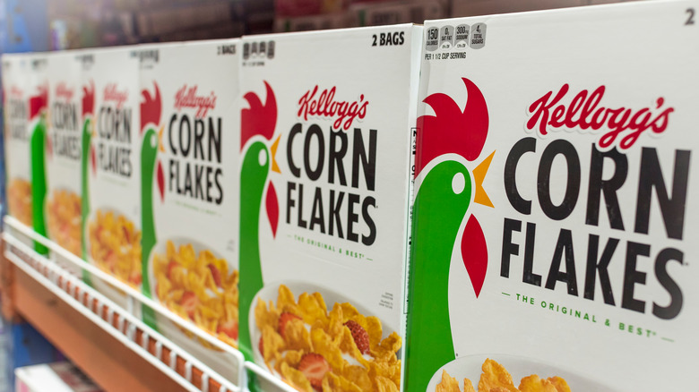 Kellogg's Corn Flakes on the shelf