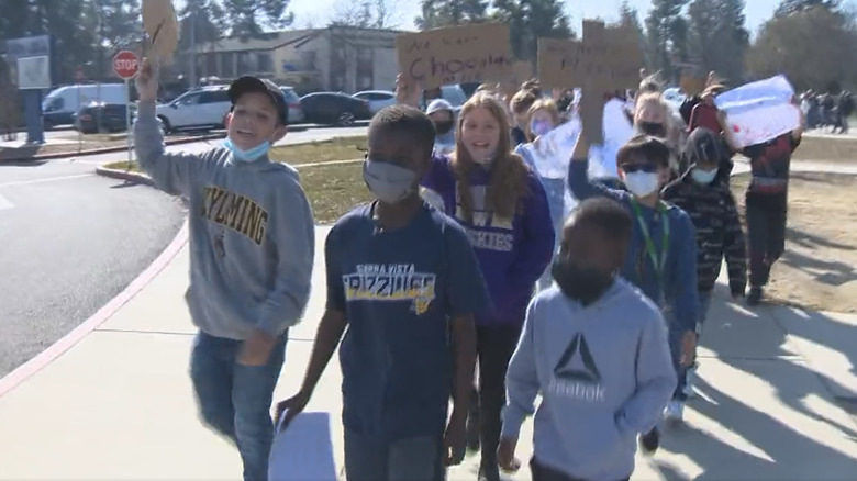 Jordan Reed and classmates in protest