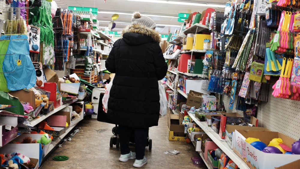 shopper in dollar store