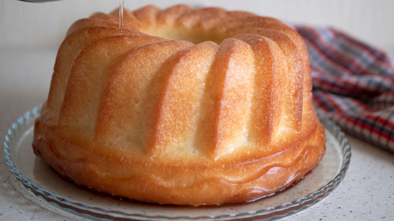 Freshly-baked rum baba