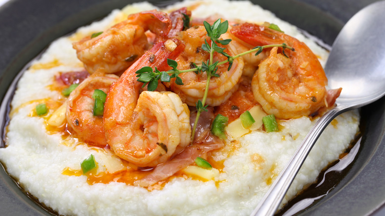 A plate of the southern food staple shrimp and grits