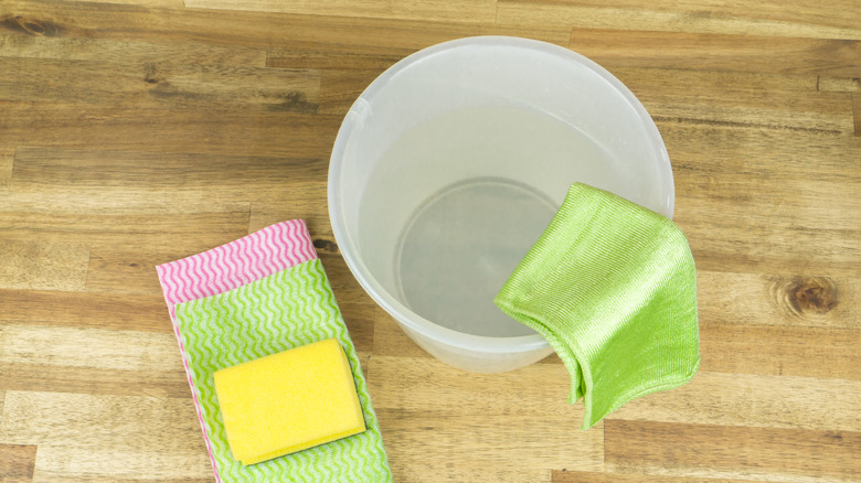 Bucket of water and bleach