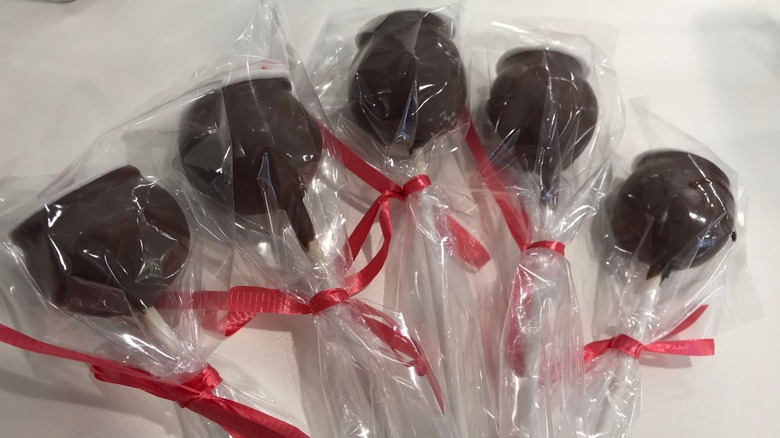 plastic-wrapped cake pops