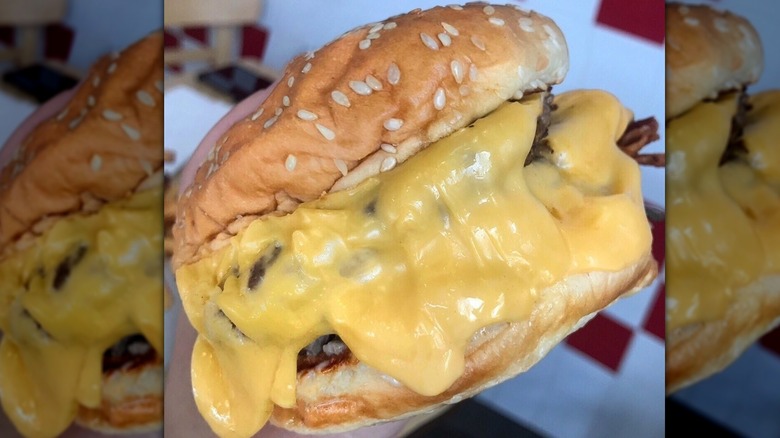 Extra cheesy Five Guys burger