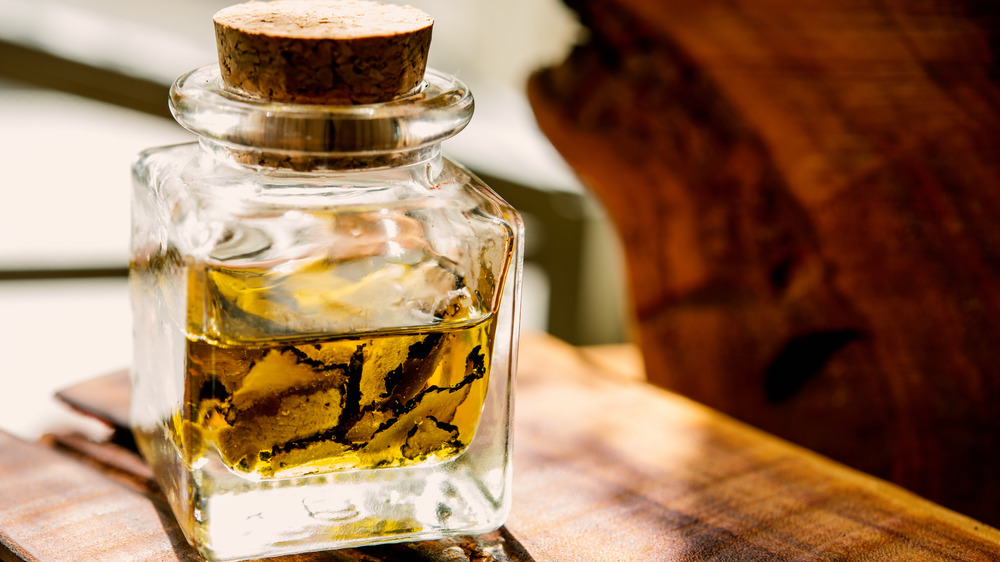 Truffle oil in glass jar