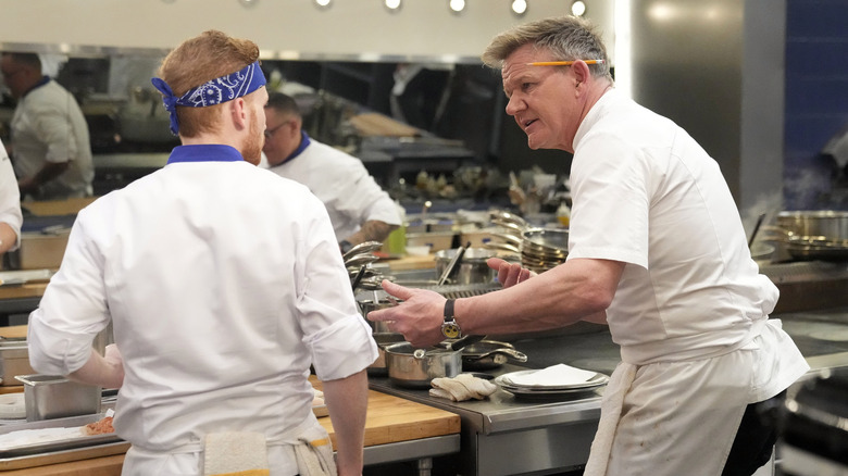 Gordon Ramsay talking to Hell's Kitchen chef