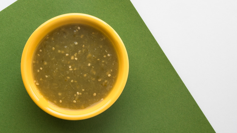 green chile sauce in bowl