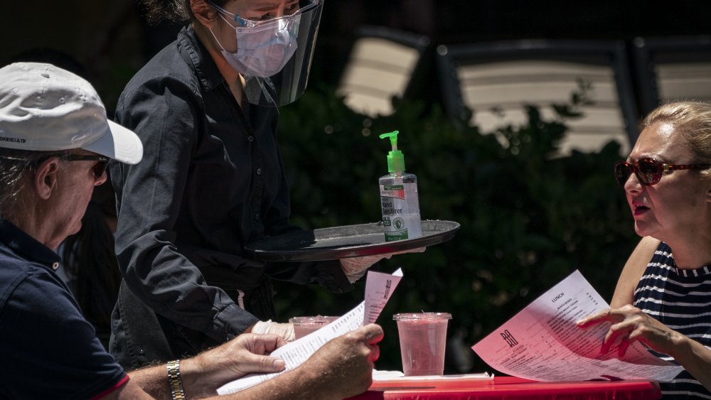 outdoor restaurant sanitizer facemask