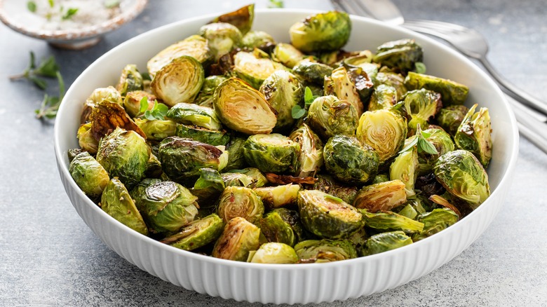 large plate of Brussels sprouts