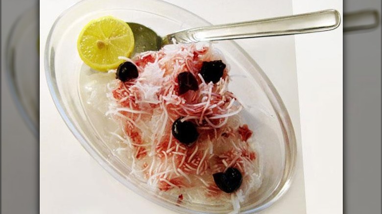 dish of fahloodeh with cherries 