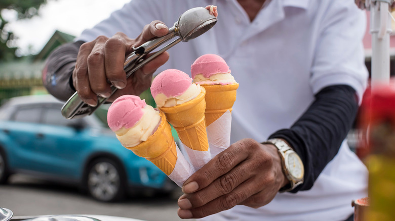 strawberry and cheese cones