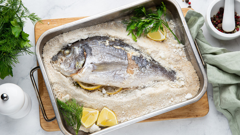 Salt baked fish