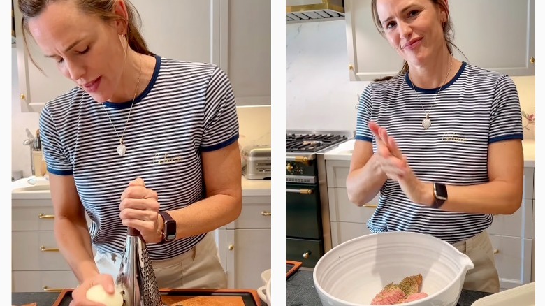 Jennifer Garner cooking on her Pretend Cooking Show