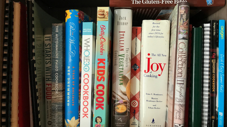 cookbooks on a shelf