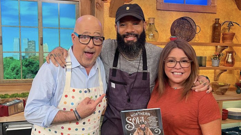 Andrew Zimmern, Justin Sutherland, and Rachael Ray