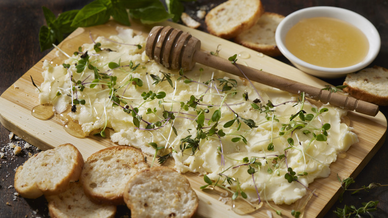 Butter board and baguette slices