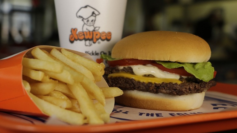 Kewpee's hamburger, fries, and drink