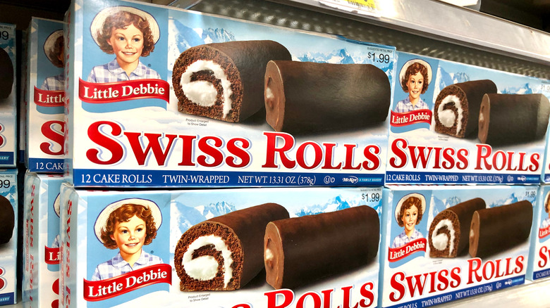 Little Debbie Swiss Rolls on a shelf