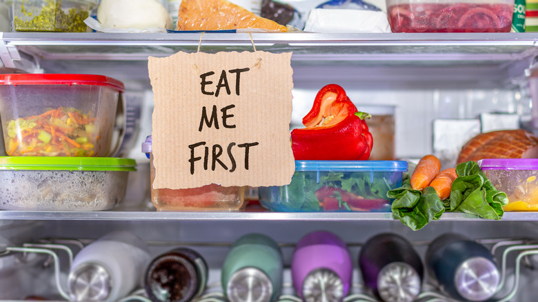 Food containers inside a fridge