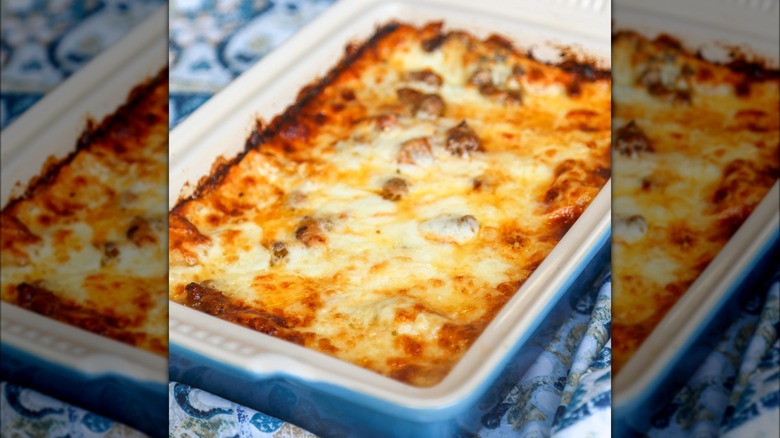 Lasagna in baking dish