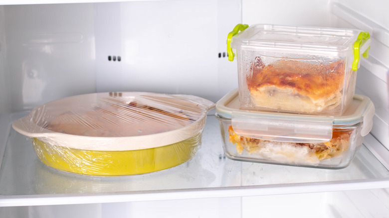 Frozen food in containers