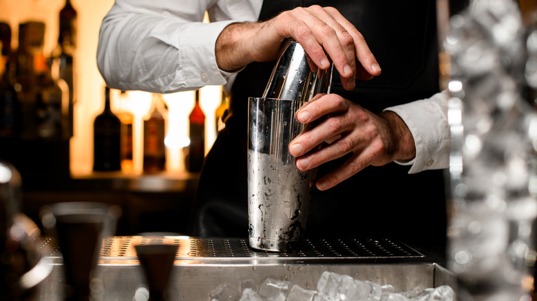 Bartender making cocktail