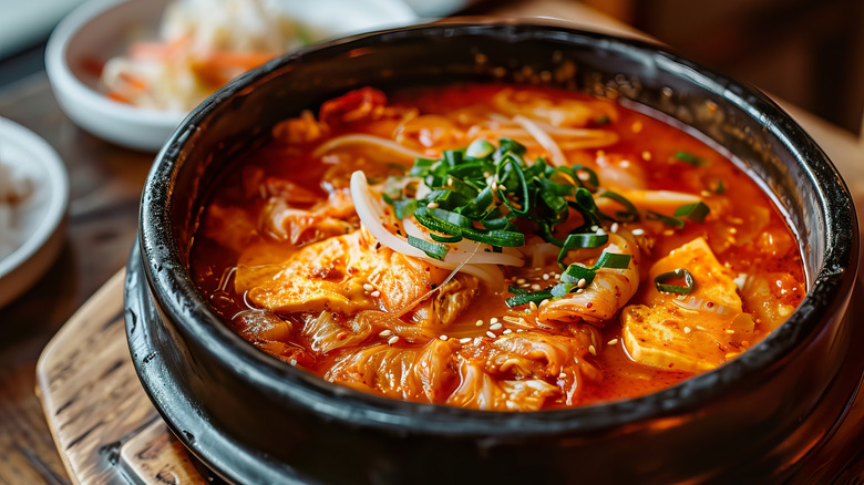 Kimchi jjigae in a bowl