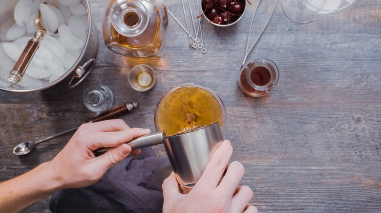 Bartender making cocktail