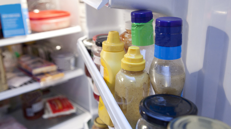 Condiments in refrigerator door