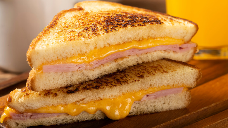 Grilled ham and cheese sandwich