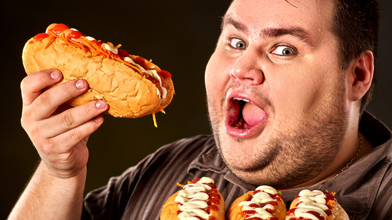 Man in hot dog eating contest