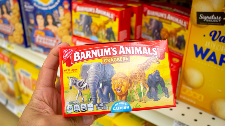 hand holding Barnum's Animals Crackers