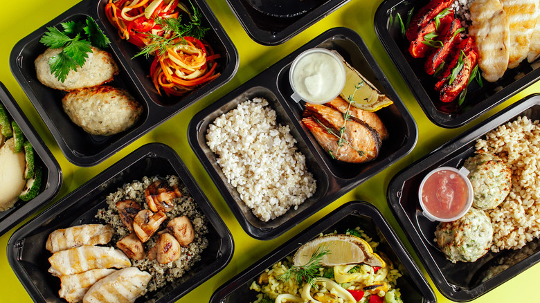 Meal prep containers filled with food