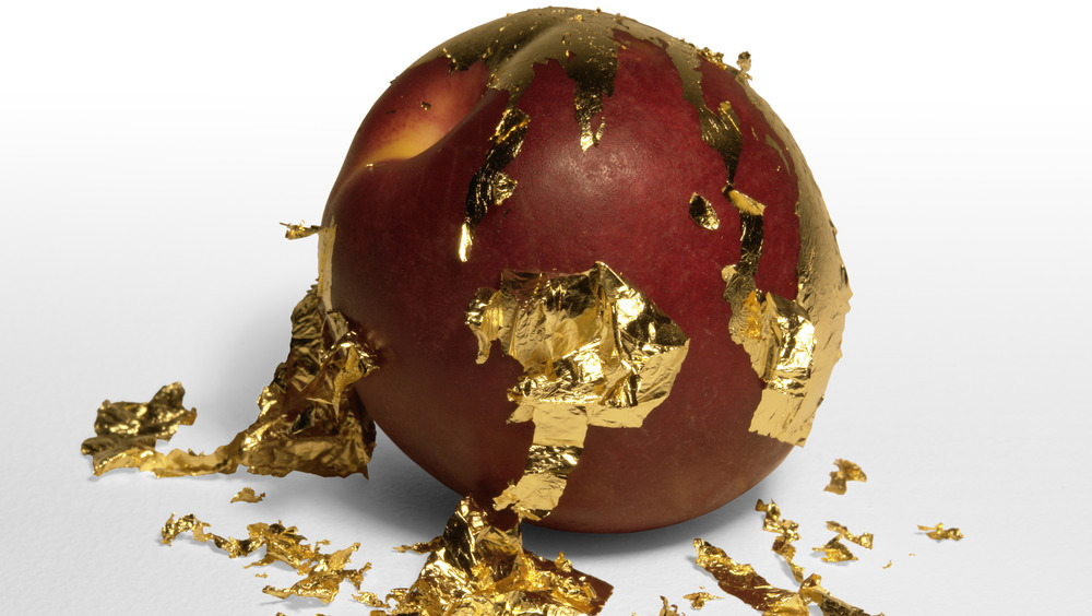 gold foil on fruit