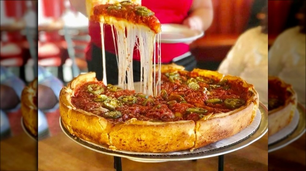 Deep dish pizza at Giordano's