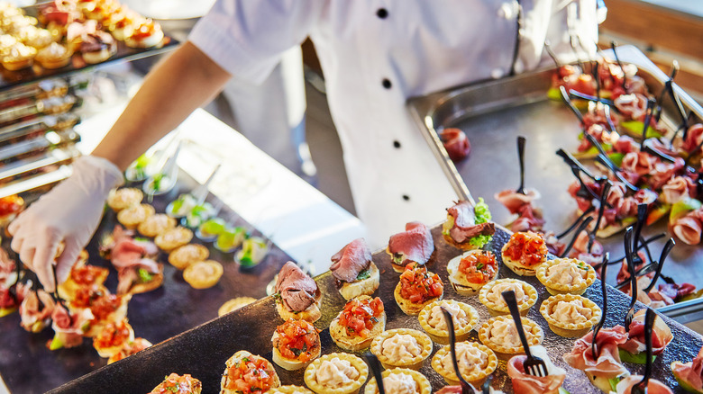 Prepping catered food