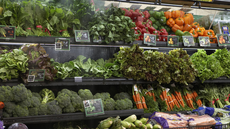 Grocery store fresh vegetable display