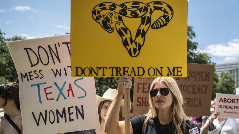 Women protesting Texas abortion law