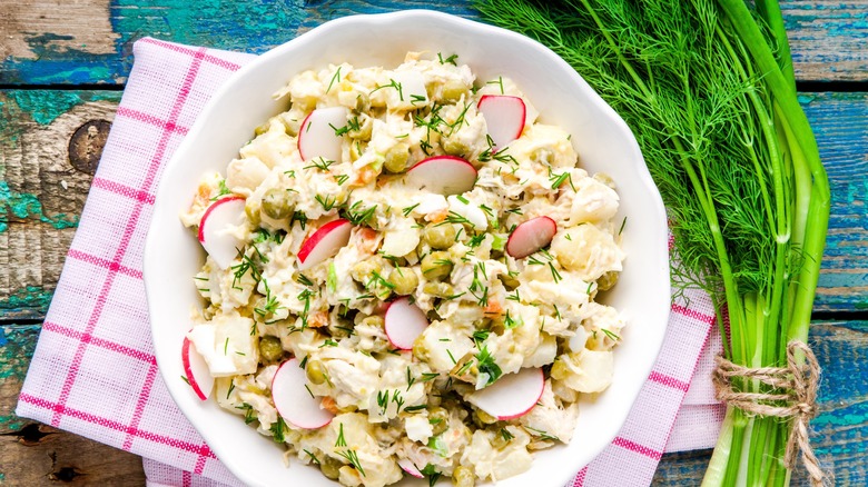 Potato salad with fresh radishes and dill