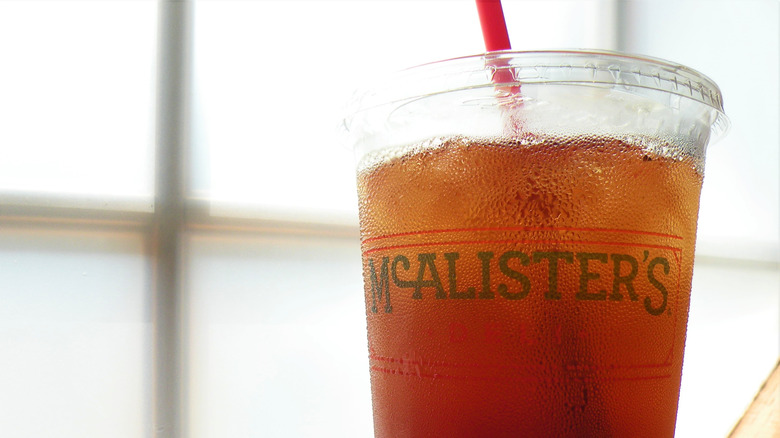 McAlister's Deli Famous Sweet Tea in clear cup