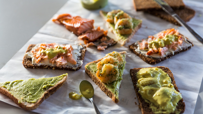 Variety of different Smørrebrød sandwiches 