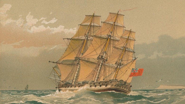 A 19th century sailing ship 