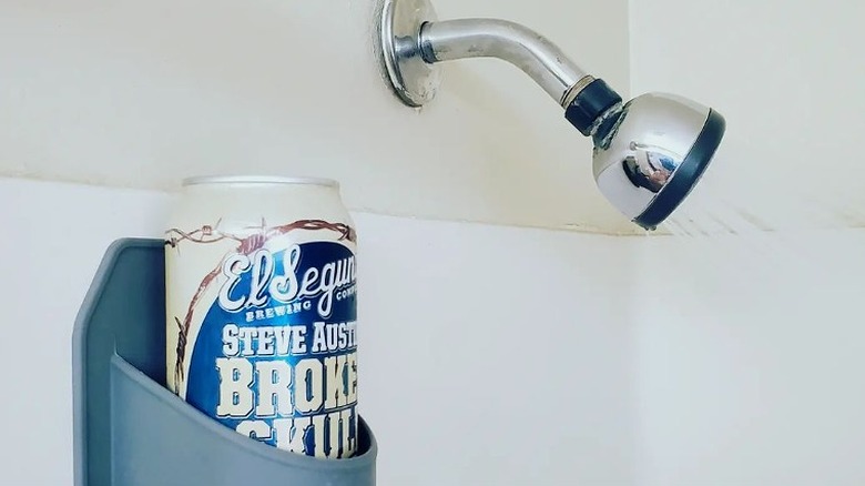 Beer can in shower