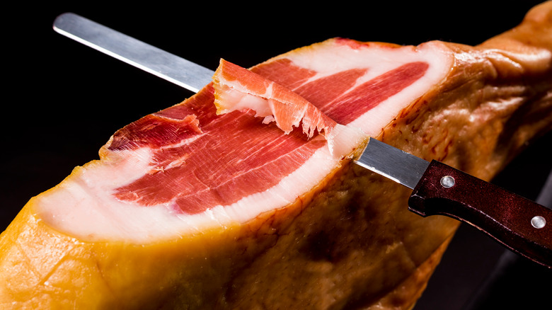 Jamon iberico being sliced