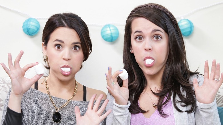 Two Youtubers playing the Chubby Bunny Challenge