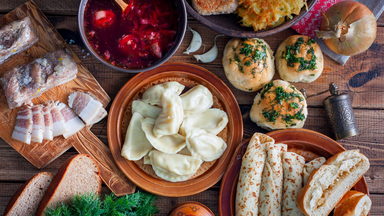 Table with Ukrainian dishes