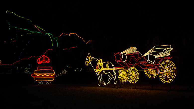 Christmas lights in a park