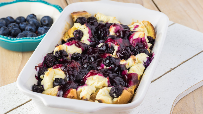 Baked French toast with blueberries