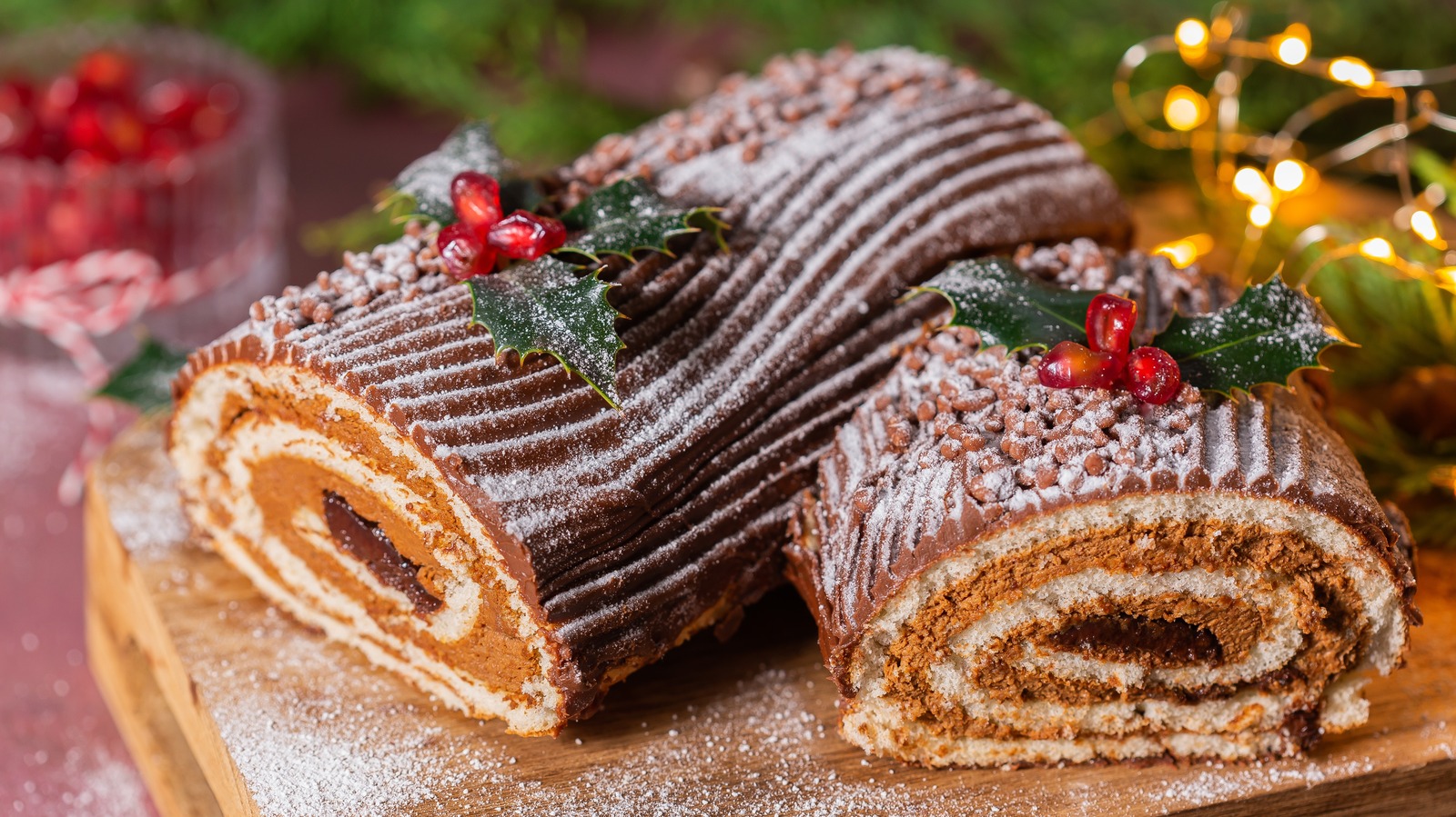 Woodland Christmas yule log cake